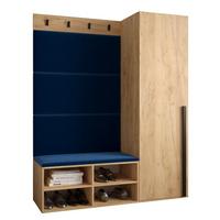 GARDEROBEN-SET 134/184/42 - Eichefarben/Schwarz, Holz/Kunststoff (134/184/42cm) - MÖBEL KRYSPOL