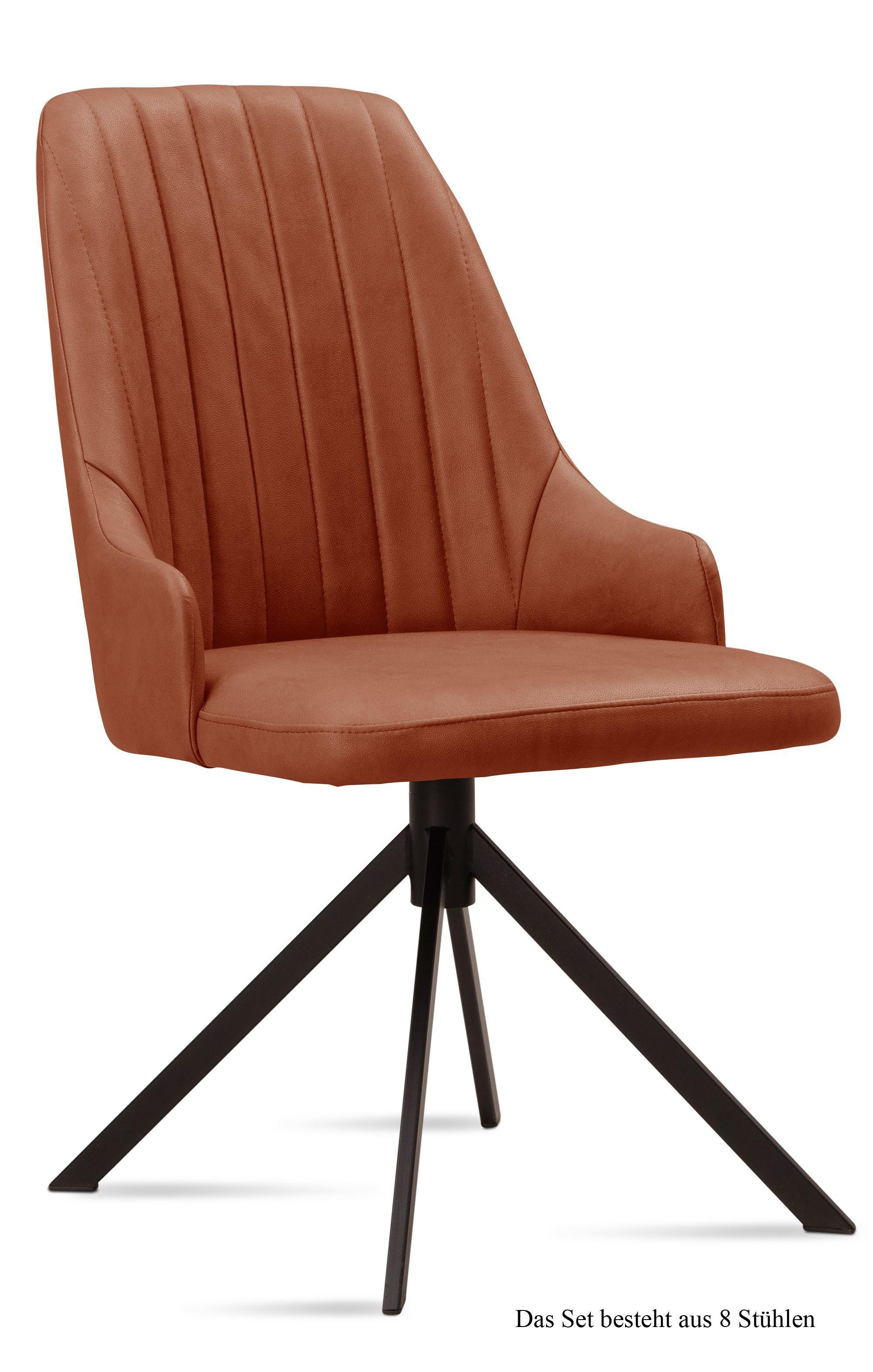 ESSZIMMERSTUHL (8er-Set) Dunya 52x91x60 Schwarz/Cognac - Cognac/Schwarz, Kunststoff (60/91/52cm) - 58aufmkessel