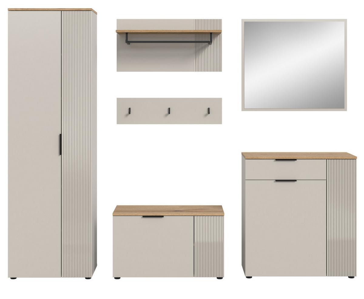 GARDEROBEN-SET 6-teilig Kaschmir Sand und Eiche, Komplett-Set 250 x 190 cm - Kaschmir/Eichefarben, Holzwerkstoff/Kunststoff (250/190/36cm) - Inn.Furn