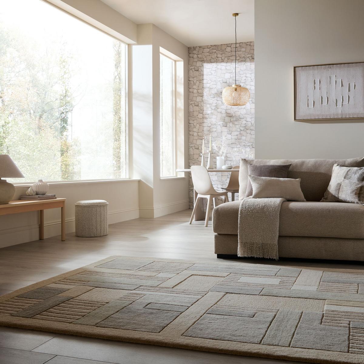 WOLLTEPPICH EDALE, geometrisch, Natur, 140 x 200 cm - Beige, Textil (140/200cm) - KADIMA DESIGN
