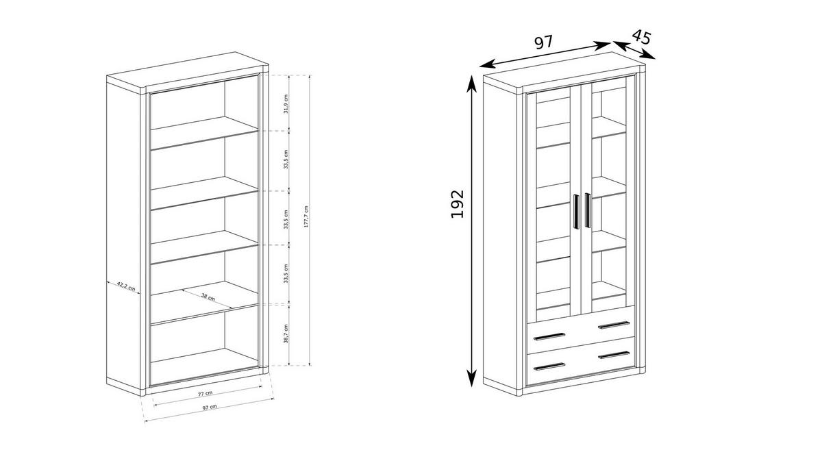 VITRINE MALAGA 192 / 97 cm in Braun - Braun, Holzwerkstoff (97/192/45cm) - MASSENO