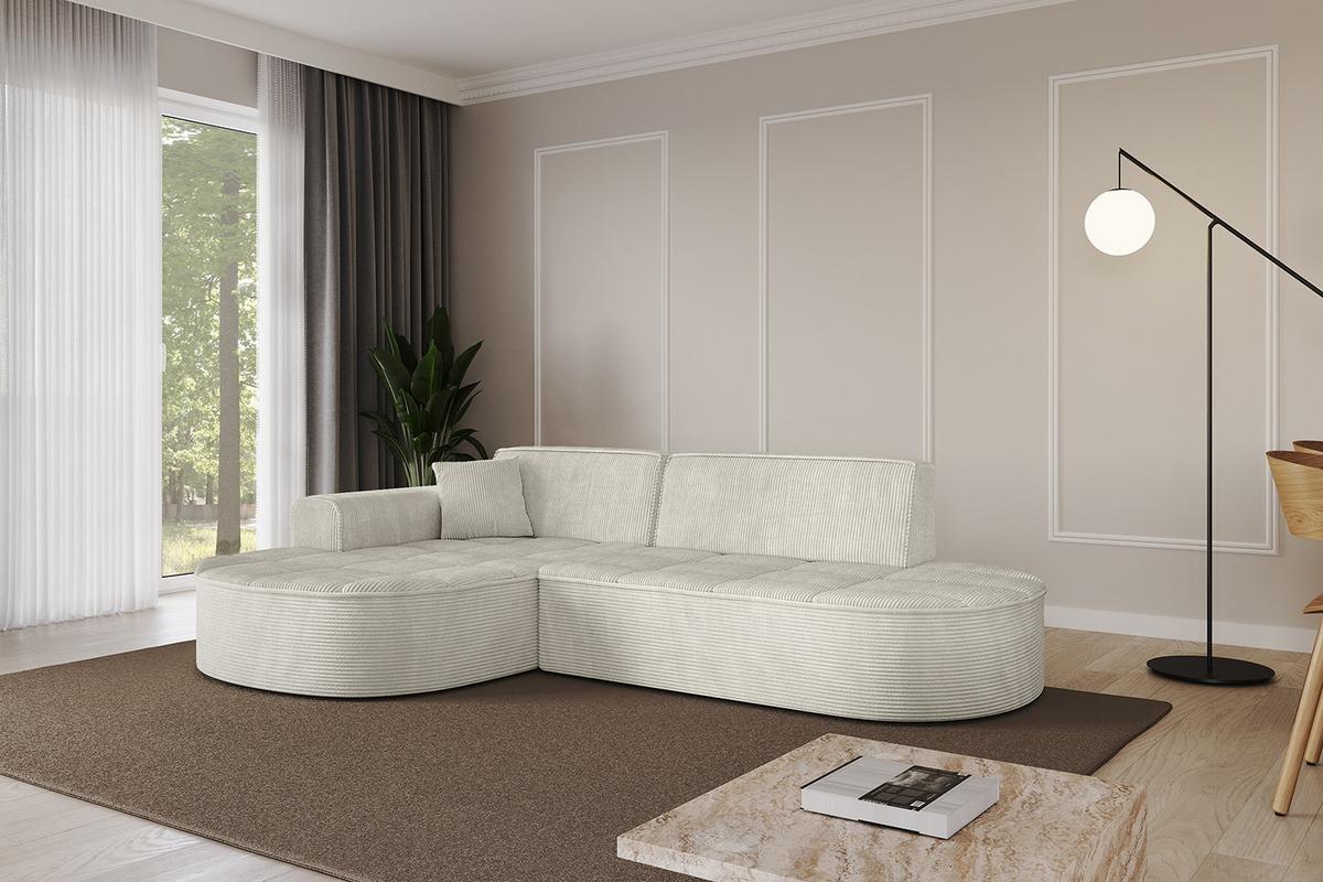 ECKSOFA Ottomane Links TARO-L1 - 243x171x79,5 cm Creme - Hellgrau/Creme, Holzwerkstoff/Textil (243/171cm) - ALTDECOR