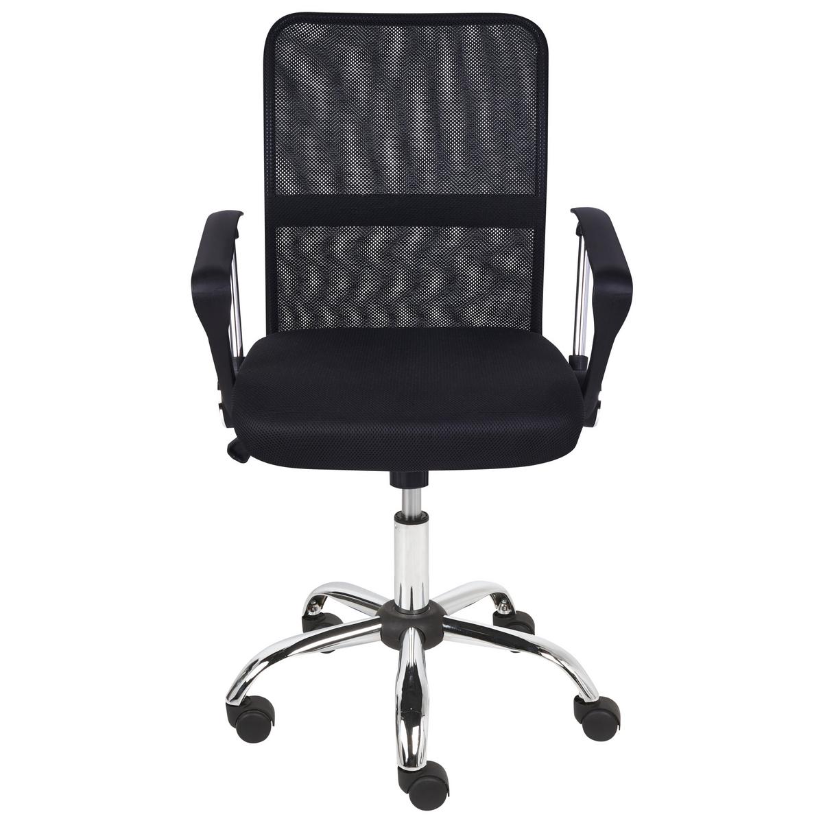 BÜROSTUHL Schwarz Best - Silberfarben/Schwarz, Textil (55/94/55cm) - Beliani