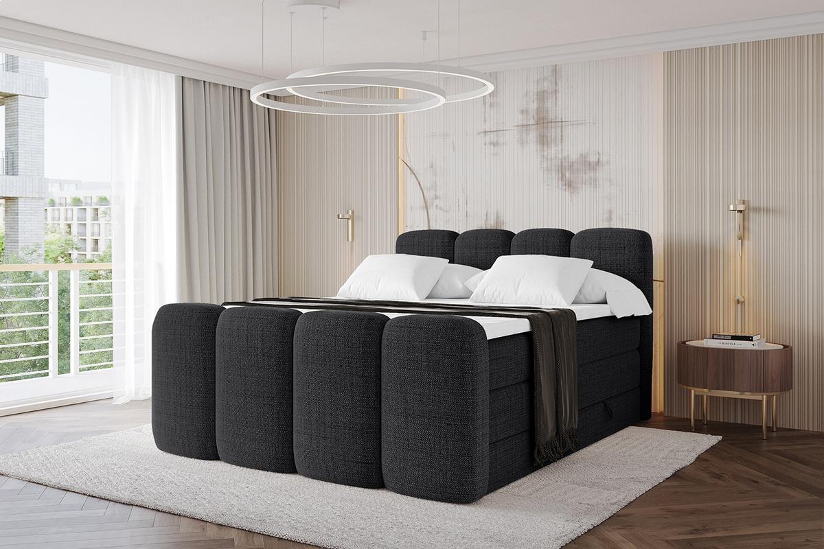 BOXBETT mit Matratze H3|H4 und Lattenrost - NINA-Z KING - 180x200 cm Aragon - Schwarz - Schwarz, Holzwerkstoff (180/200cm)