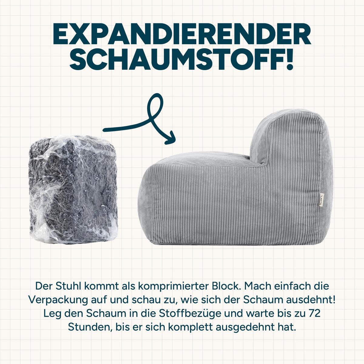 SITZSACK-SESSEL ZEN modular Cord - Grau, Textil (95/68/100cm) - icon