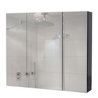 SPIEGELSCHRANK B19B Hochglanz Schwarz - Schwarz Hochglanz, Holz (80/70/16cm) - MCW