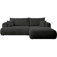 ECKSOFA Ovo Cord mit Cordbezug Dunkelgrau, rechts - Dunkelgrau/Schwarz, Textil (165/260cm) - Selsey