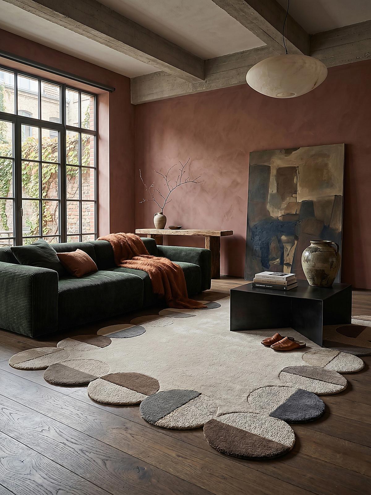 WOLLTEPPICH HALLEIN, mit Wellenmuster, Natur, 120 x 170 cm - Grün, Textil (120/170cm) - KADIMA DESIGN