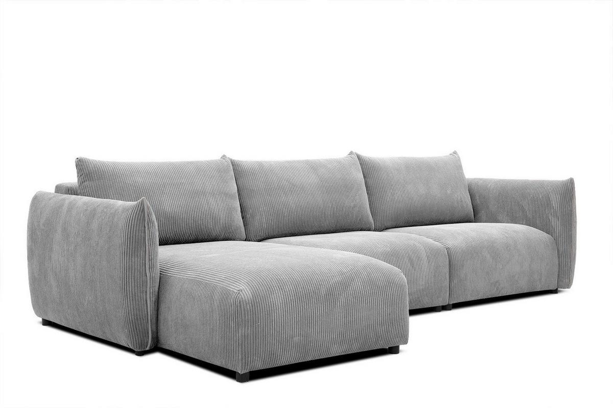 ECKSOFA TAUER 5-Sitzer, hellgrau - Hellgrau/Schwarz, Holzwerkstoff/Kunststoff (173/294cm) - Wozimo