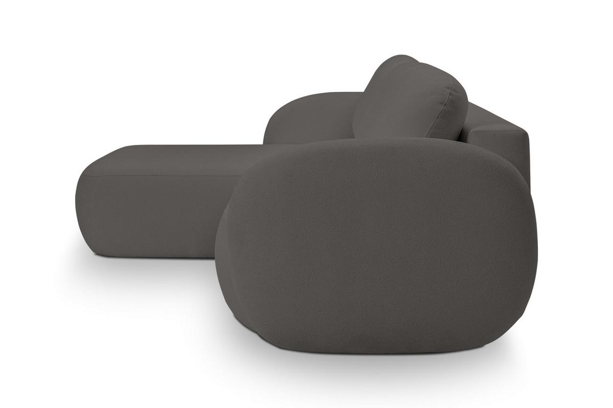 ECKSOFA AMICO L-S Grau Geflochtener Stoff mit Schlaffunktion - Grau, Holz (248/174cm) - MASSENO