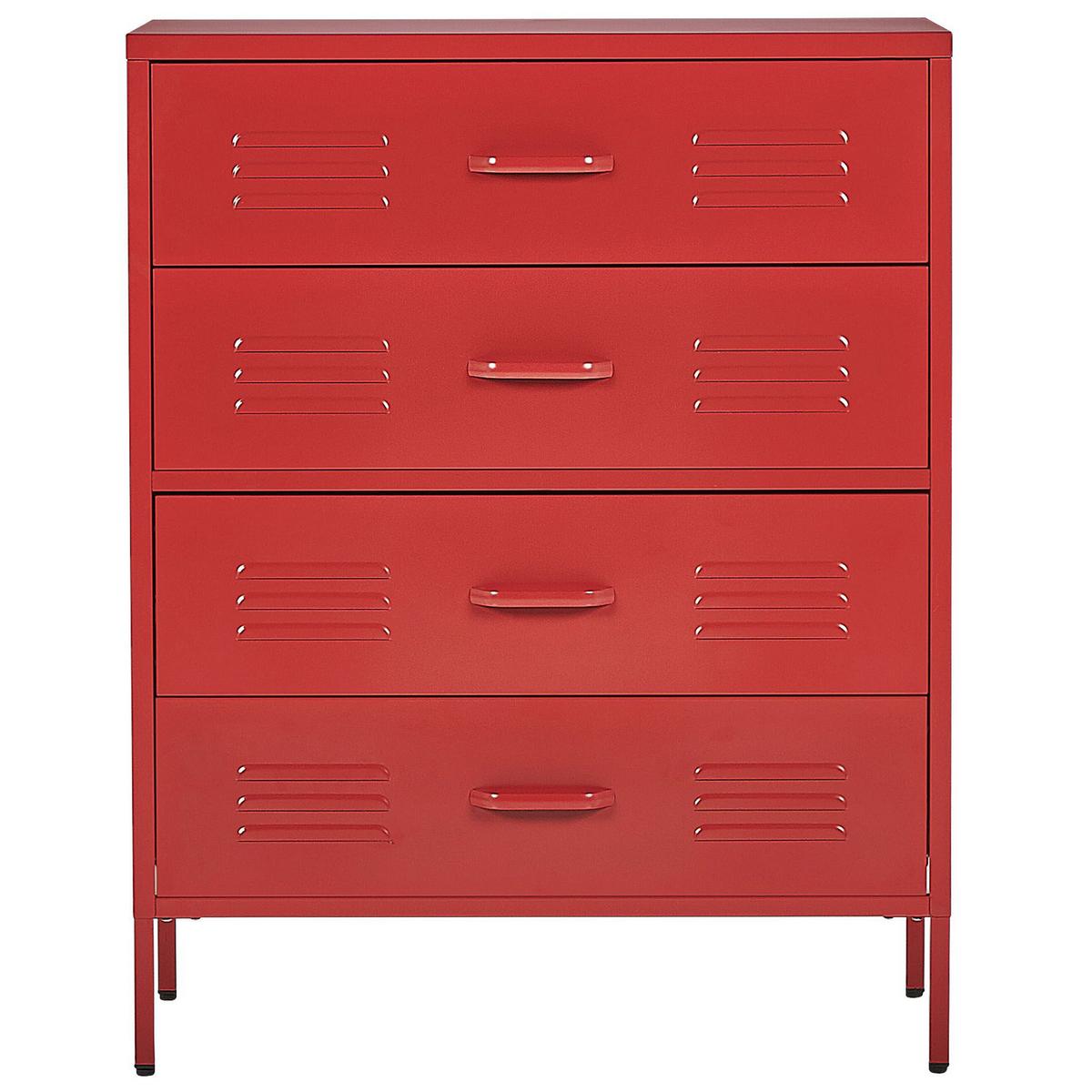 KOMMODE rot 4 Schubladen Enago - Rot, Metall (80/102/40cm) - Beliani