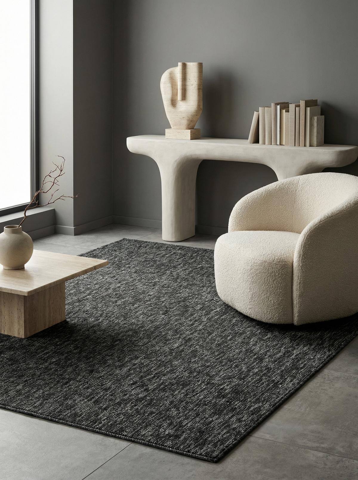 KURZFLORTEPPICH AMMER, einfarbig, Anthrazit, 200 x 290 cm - Anthrazit, Textil (290/200cm) - KADIMA DESIGN