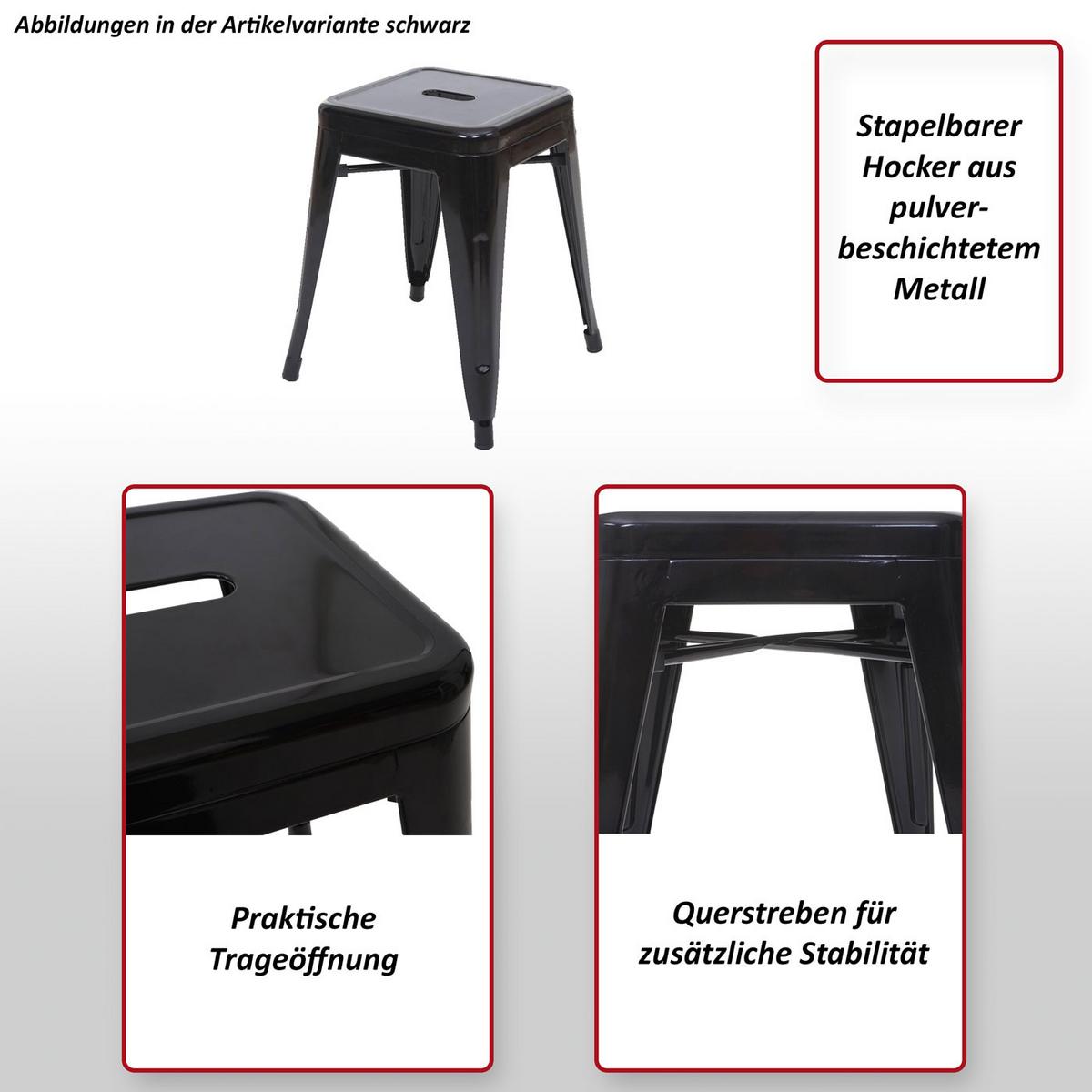 HOCKER Weiß 2er-Set - Weiß, Metall (39/46/39cm) - MCW