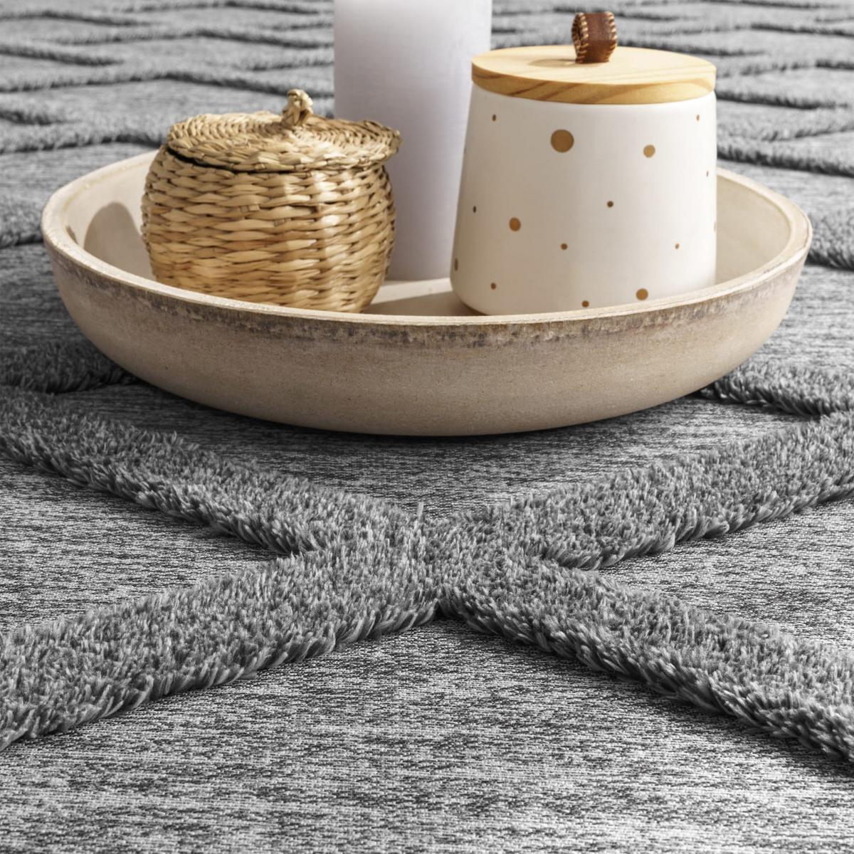 KURZFLORTEPPICH Waschbar, mit Rautenmuster, Grau, 200 x 280 cm - Grau, Textil (280/200cm) - KADIMA DESIGN