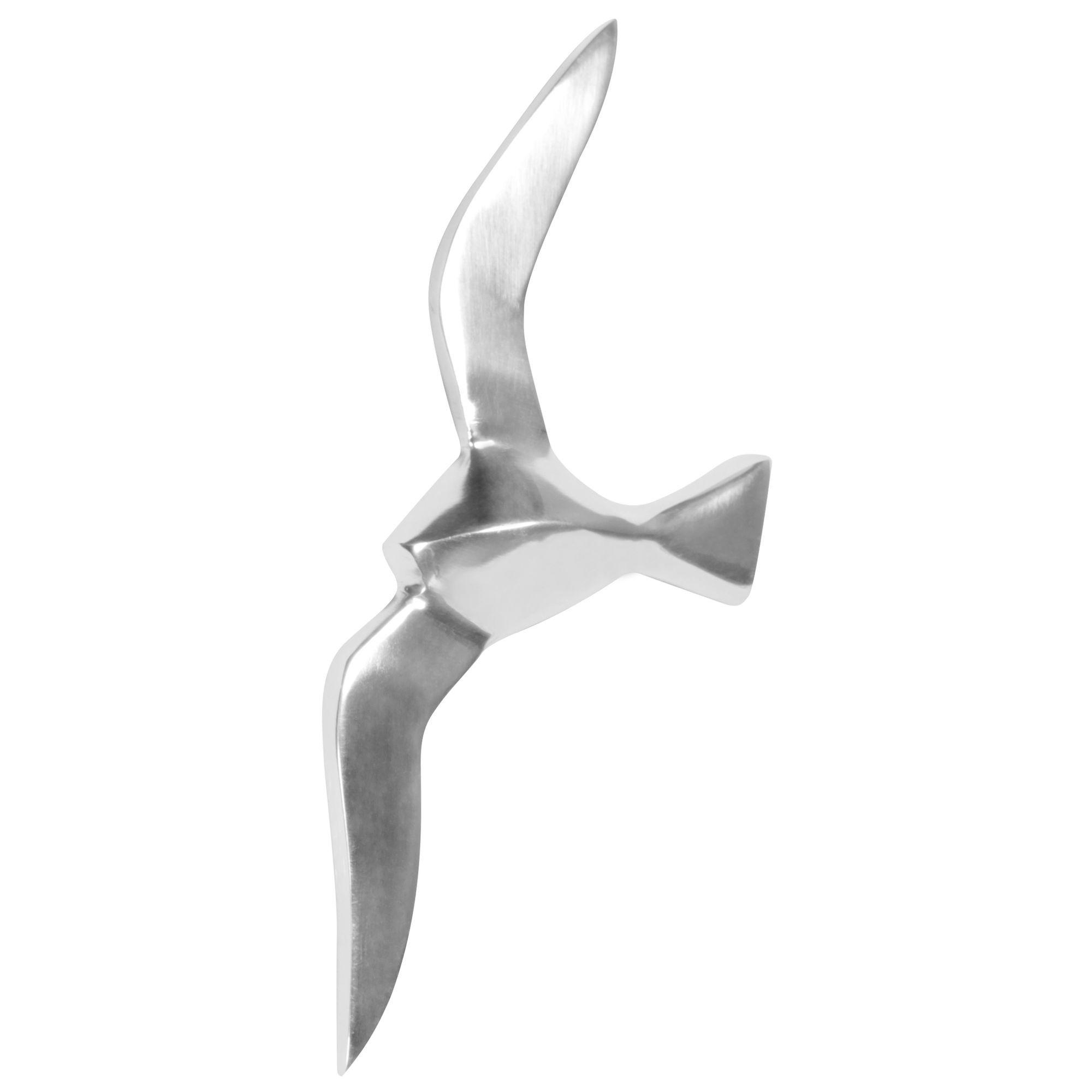 WANDDEKO Dekofigur Möwe Aluminium silberfarben poliert 30 cm zur Wandmontage - Silberfarben, Metall (30/13/3cm) - KADIMA DESIGN