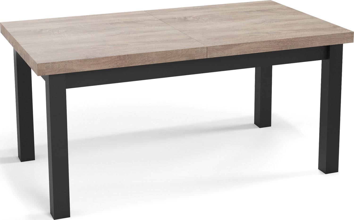 ESSTISCH Gemini rechteckig ausziehbar, Sonoma Eiche 120-160/80/78 cm - Schwarz/Sonoma Eiche, Holz/Holzwerkstoff (80/160/78cm) - WFL GROUP