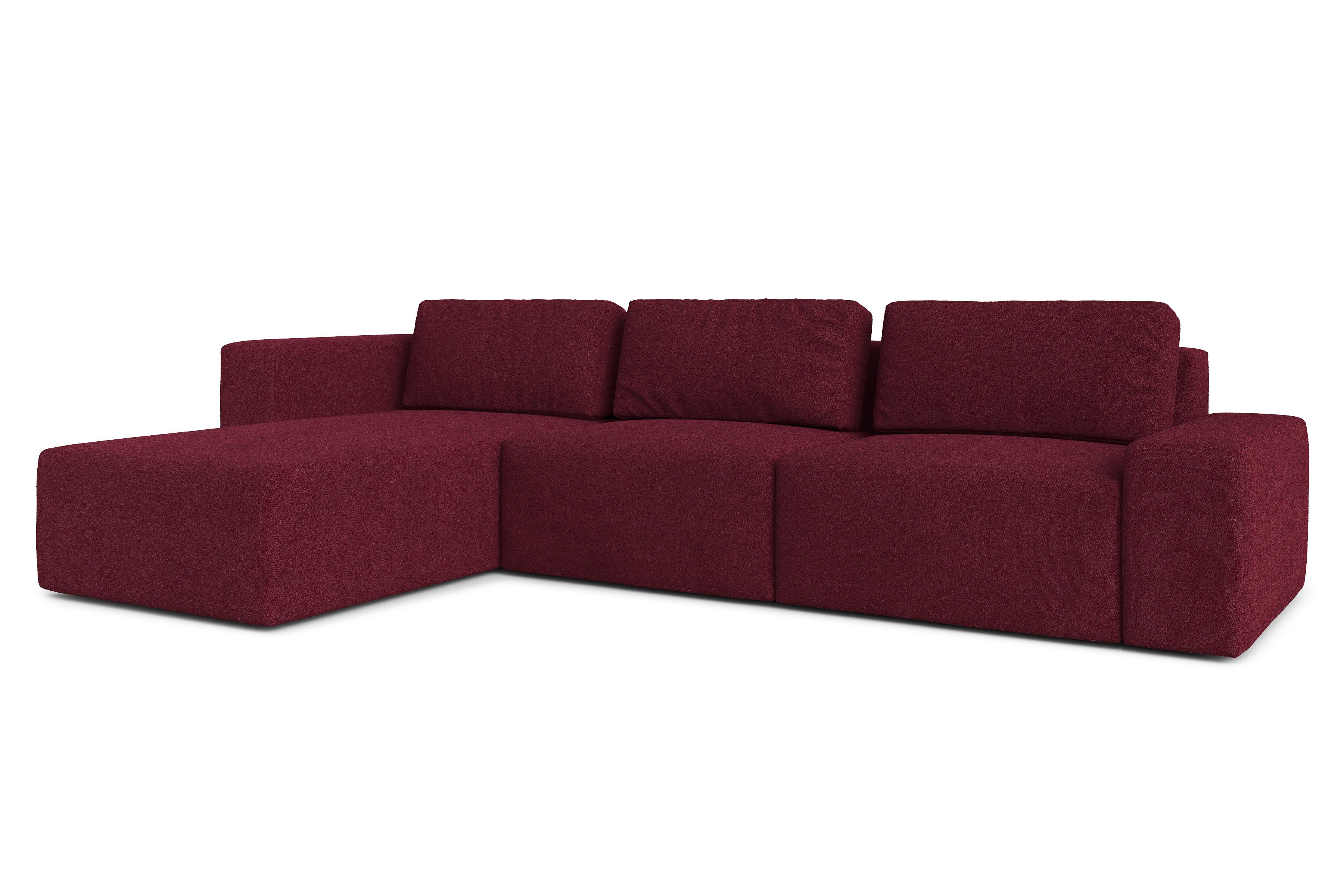 ECKSOFA L Form Arkleton Bordeaux 360/180/93 cm Links Stil & Komfort - Bordeaux/Schwarz, Kunststoff/Textil (180/360cm) - AX Living
