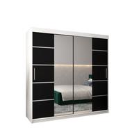 SCHWEBETÜRENSCHRANK 200/200/62 2-türig - Silberfarben/Schwarz, Holz/Kunststoff (200/200/62cm) - MÖBEL KRYSPOL