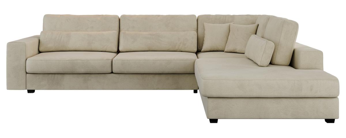 ECKSOFA Savona Beige Velvet - rechts - Beige/Schwarz, Kunststoff/Textil (249/316cm) - MKS