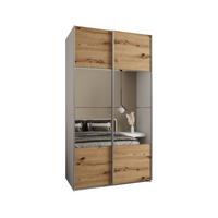 SCHWEBETÜRENSCHRANK 245,5/130/64 2-türig - Silberfarben/Eiche Artisan, Holz/Metall (130/245/64cm) - Abiks Möbel