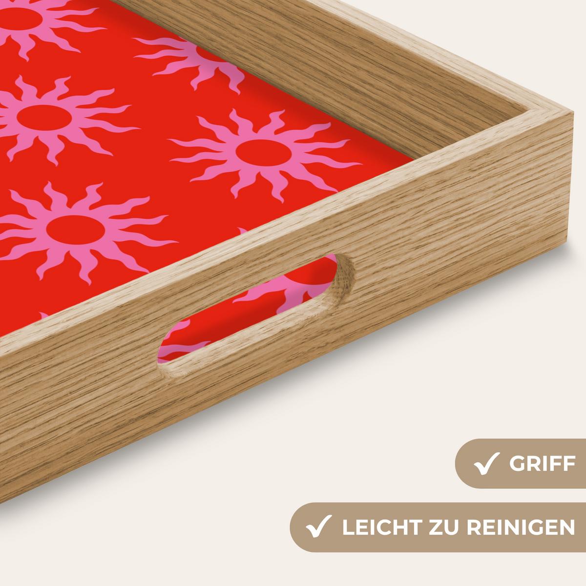 TABLETT Sonnen - Rot - Rosa - Muster - Sommer 40x30 cm - Rot, Holz (40/5/5cm) - OnlyWow
