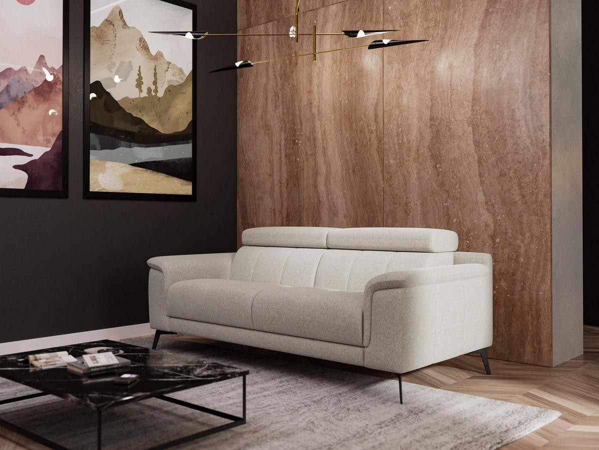 SOFA FIERO 3-Sitzer, hellgrau - Hellgrau/Schwarz, Holzwerkstoff/Textil (212/82/103cm) - Wozimo