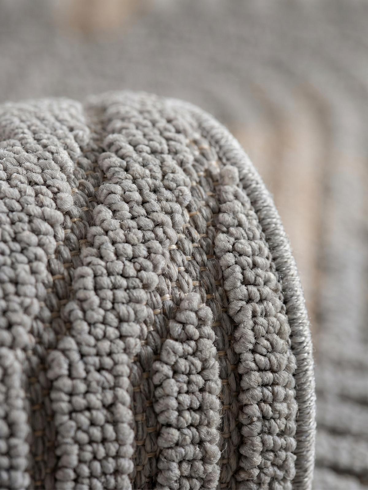 TEPPICH Flachgewebe LANGAU in Silber, mit geometrischen Bögen, Ø 200 cm - Silberfarben, Textil (200/200cm) - KADIMA DESIGN