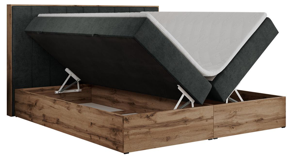 BOXBETT BELLISSIMO 200/200 Dunkelgrau Struktur - H4 - Dunkelgrau, Holz/Textil (200/200cm) - MKS