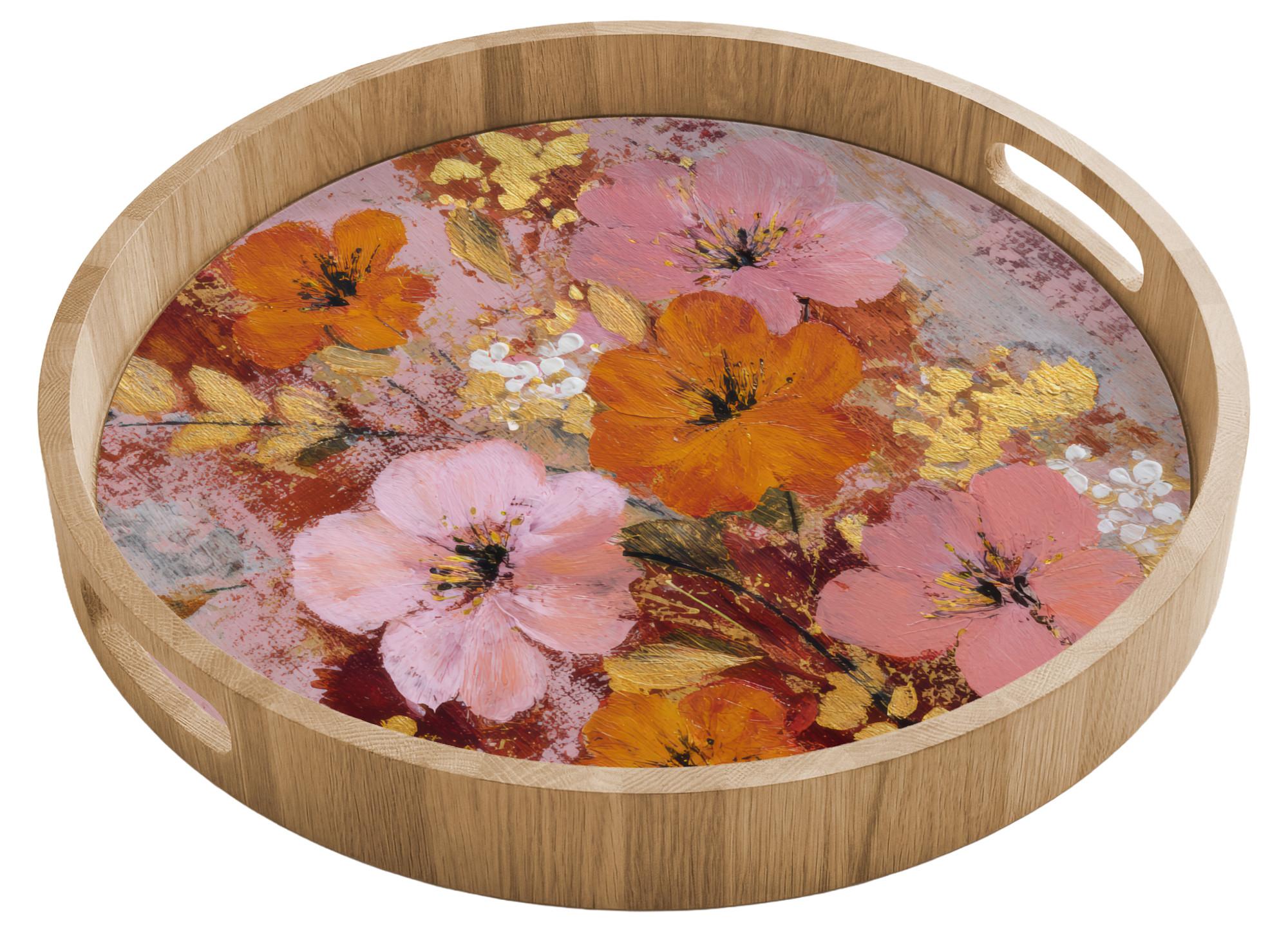 TABLETT Malerei - Blumen - Rustikal - Rosa 40x40 cm - Rosa, Holz (40/5/5cm) - OnlyWow