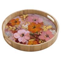 TABLETT Malerei - Blumen - Rustikal - Rosa 40x40 cm - Rosa, Holz (40/5/5cm) - OnlyWow