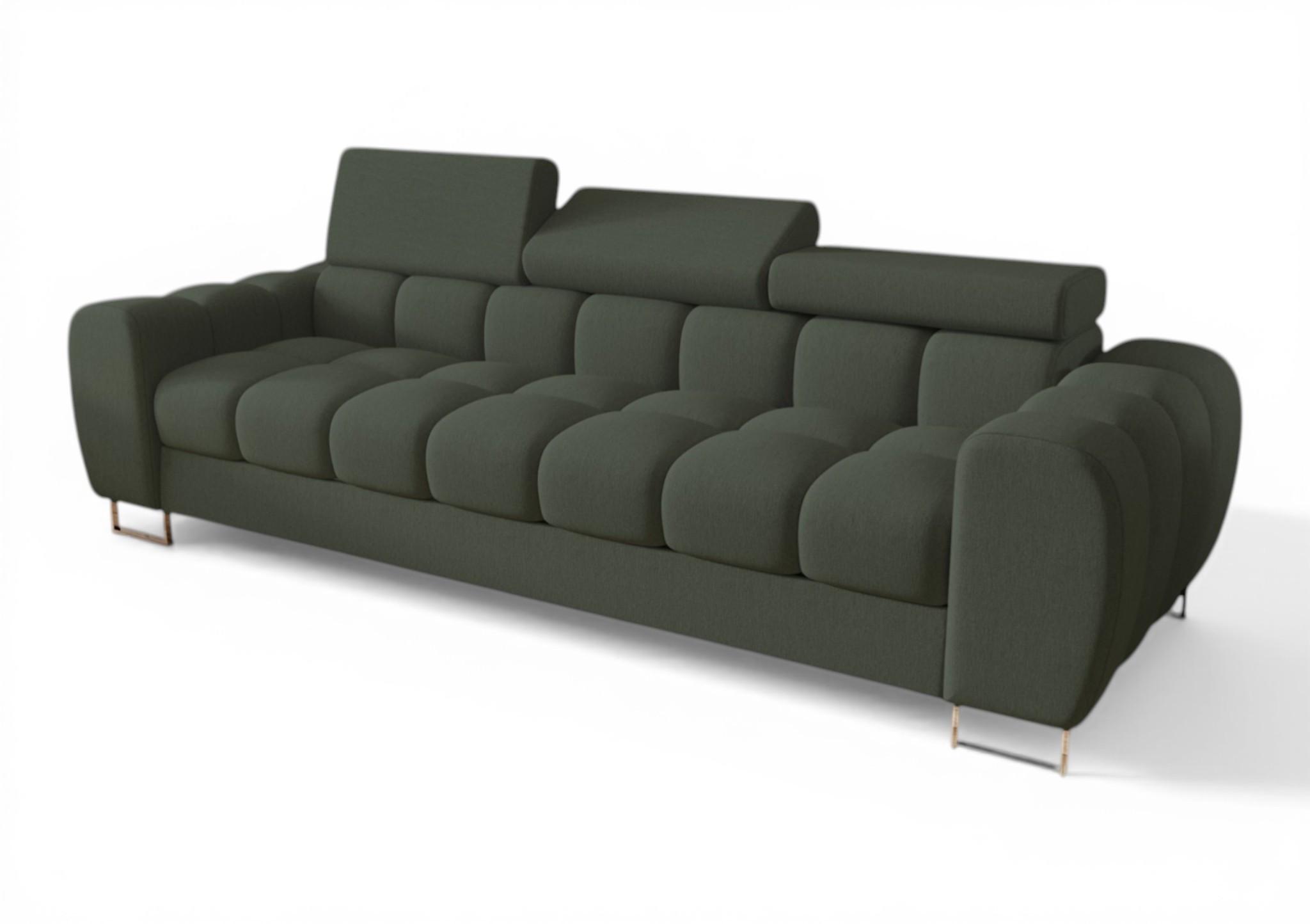 SOFA 3-sitzer Bastien In Stoff Gemma - Grün, Holzwerkstoff/Textil (265/95/97cm) - Fun Möbel
