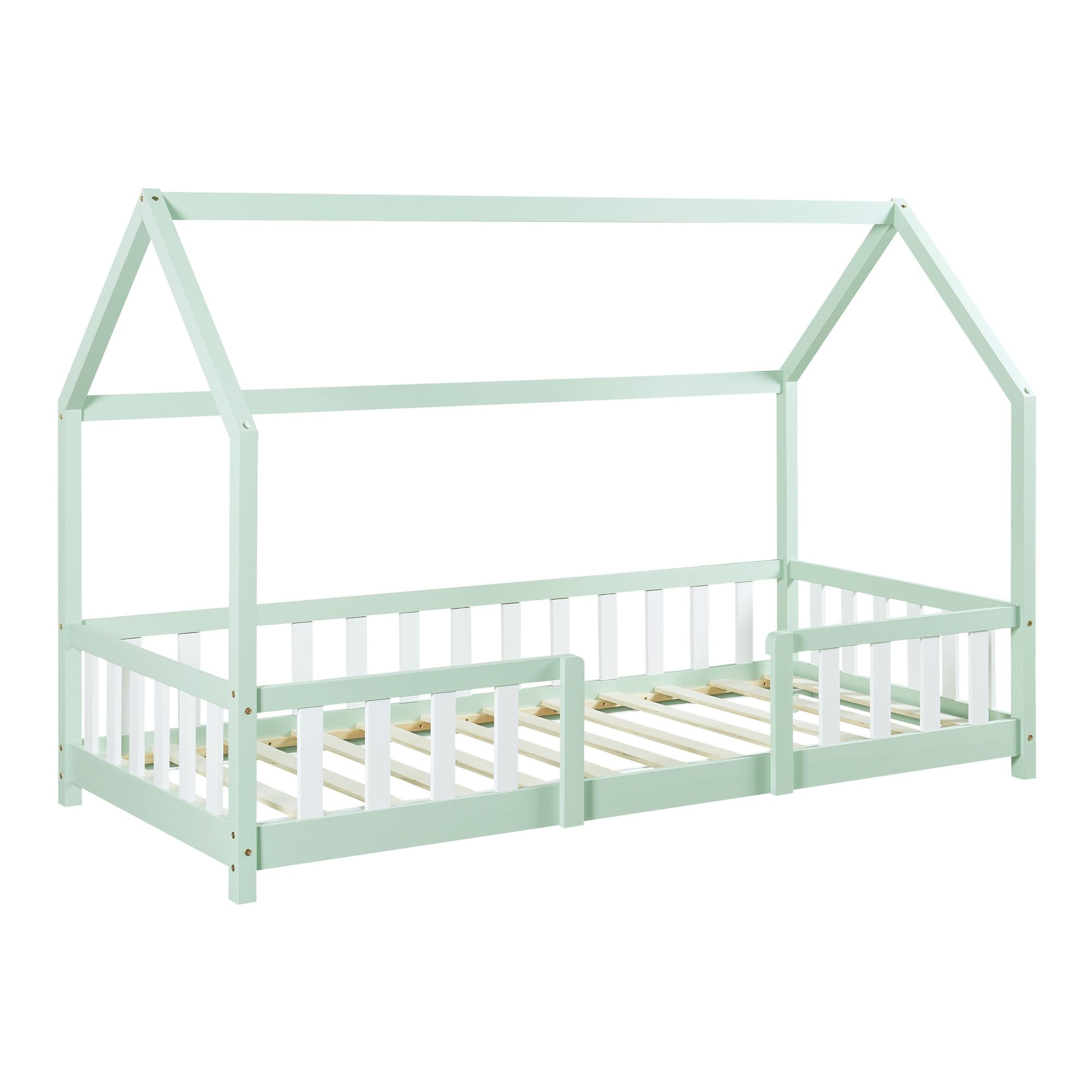 HAUSBETT Sisimiut - Weiß/Mintgrün, Holz (90/200cm) - [en.casa]