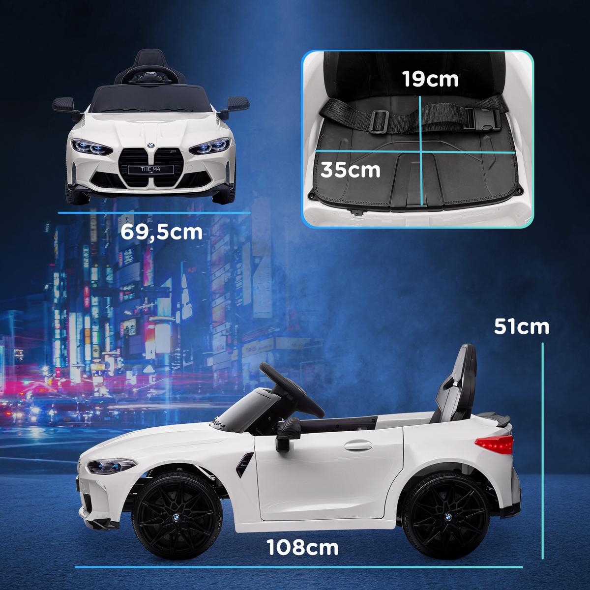KINDER Elektroauto 12V Kinderfahrzeug mit 2,4G-Fernbedienung, 3-5 km/h, Weiß - Weiß, Metall (108/69.5/51cm) - AIYAPLAY