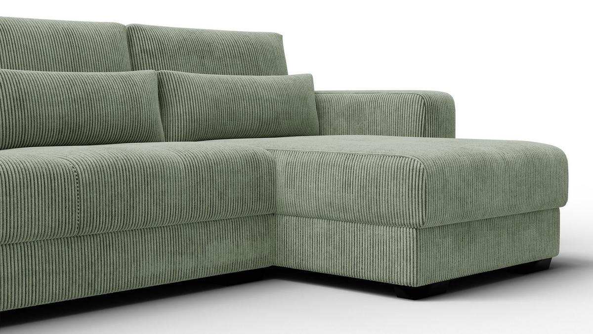 ECKSOFA OLI 4-Sitzer rechts, salbeigrün - Salbeigrün, Holz/Textil (295/172cm) - Wozimo