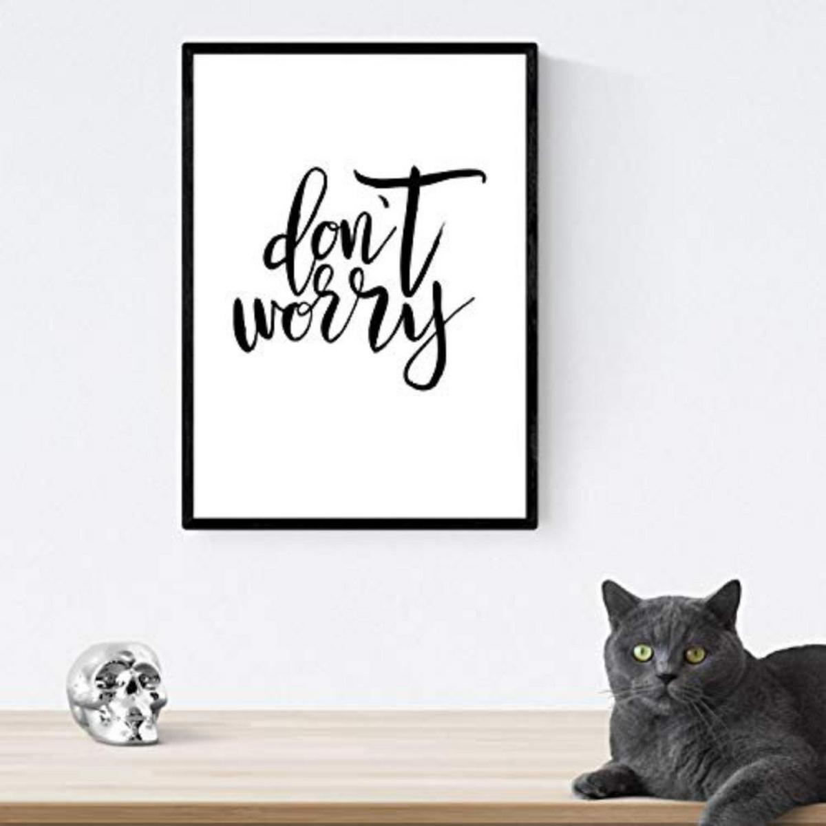 POSTER Set mit 4 glücklich und bunt ‚Ehrfürchtig‘ A4 Rahmenlos - Klar, Papier (29.7/3cm) - Nacnic