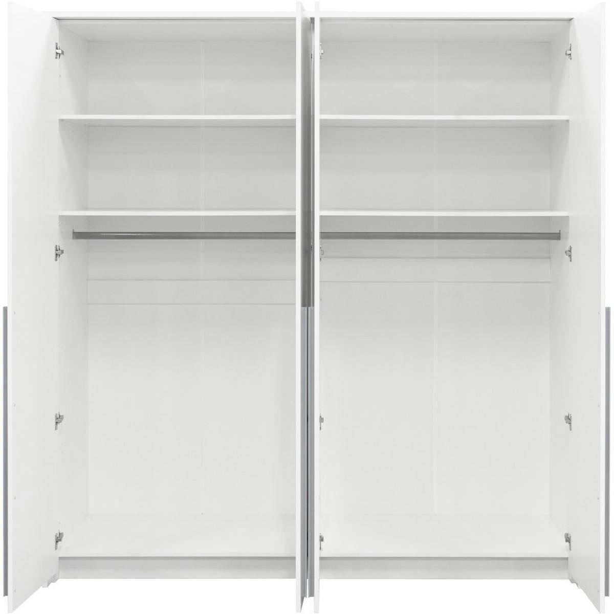 DREHTÜRENSCHRANK Giana mit 4 Türen, 210 cm, Weiß - Weiß, Holzwerkstoff (210/215/64.5cm) - Beautysofa