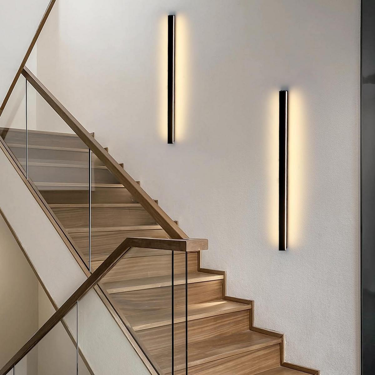 LED - WANDLEUCHTE Gischturion 3.8/60.0/2.5 cm - Schwarz, Metall (3.8/60/2.5cm) - ZMH