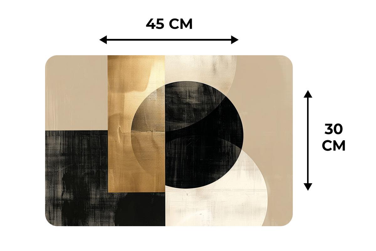 PLATZSETS 6er-Set Abstrakt - Modern - Schwarz - Gold Tisch Untersetzer-Set 45x30 cm - Goldfarben, Kunststoff (0.3/45/30cm) - MuchoWow