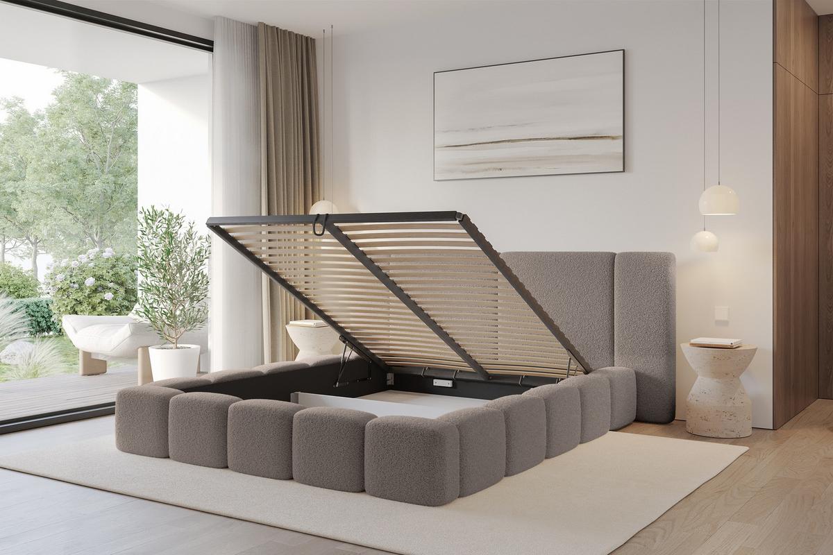 POLSTERBETT mit Bettkasten und Lattenrost, Bett mit Matratze H3/H4 - NILO 200x200 Braun - Braun, Holzwerkstoff/Textil (200/200cm) - ALTDECOR