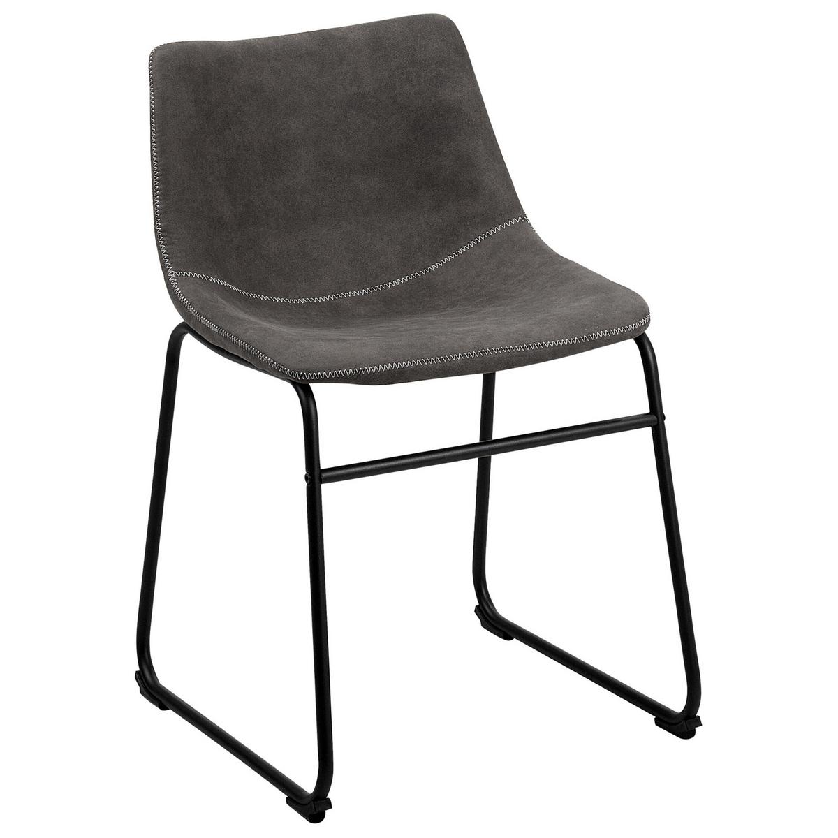 ESSZIMMERSTUHL 2er-Set Polsterbezug Grau Batavia - Grau, Textil/Metall (45/74/44cm) - Beliani