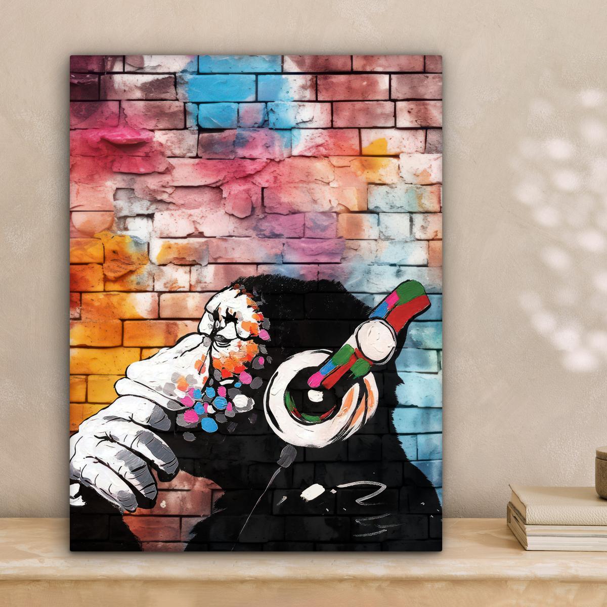 LEINWANDBILD Affe - Graffiti - Musik Room Decor 30x40 cm - Multicolor, Textil (30/40cm) - MuchoWow