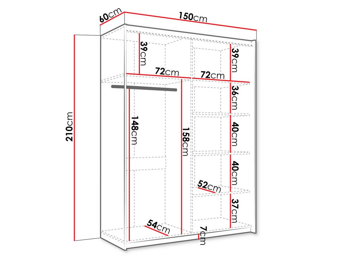 SCHIEBETÜRENSCHRANK Atalio 150 - Silberfarben/Weiß, Holzwerkstoff/Metall (150/215/60cm) - MIRJAN24