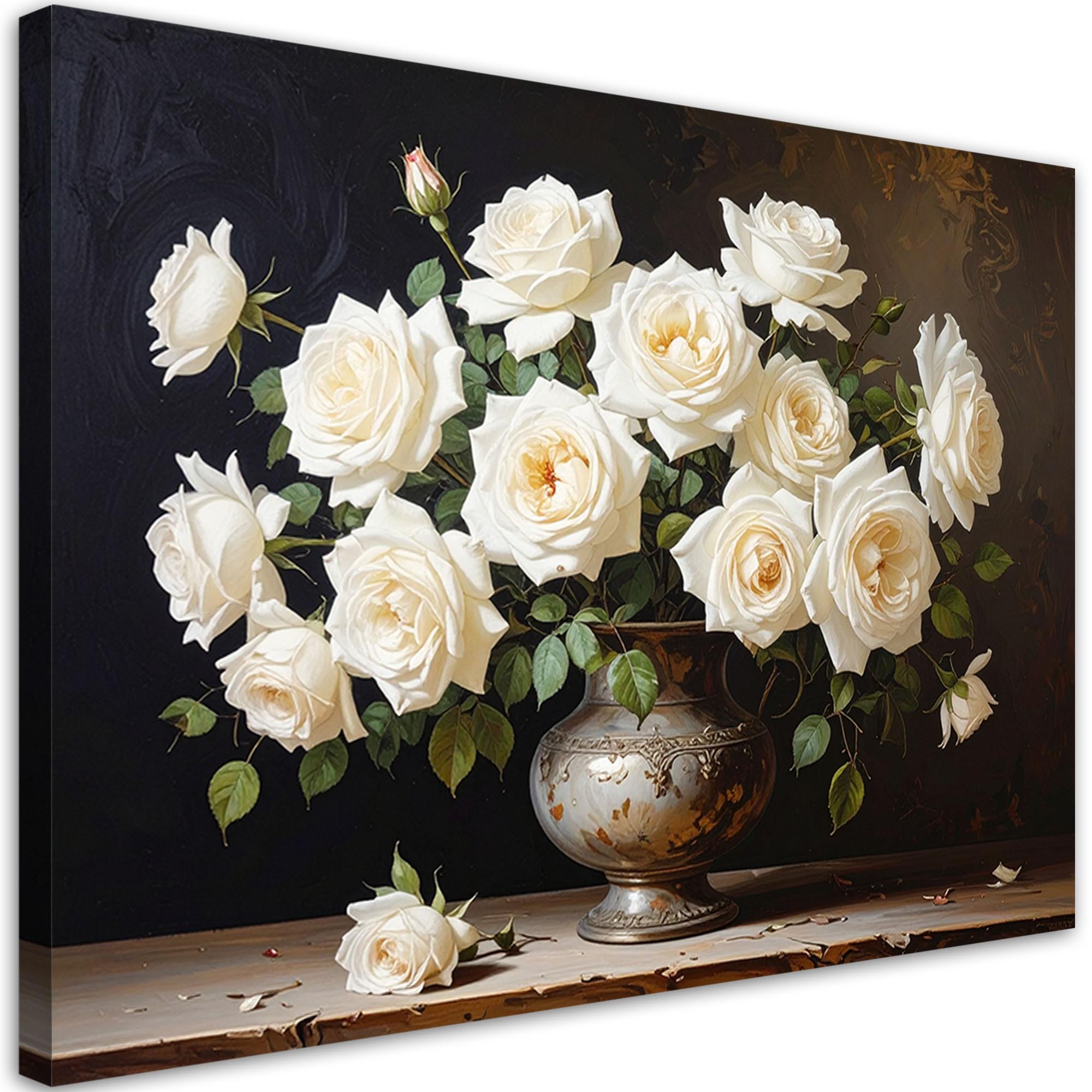 LEINWANDBILD Blumen 45x30cm - Weiß, Textil (45/30cm) - Feeby