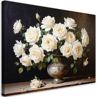 LEINWANDBILD Blumen 45x30cm - Weiß, Textil (45/30cm) - Feeby