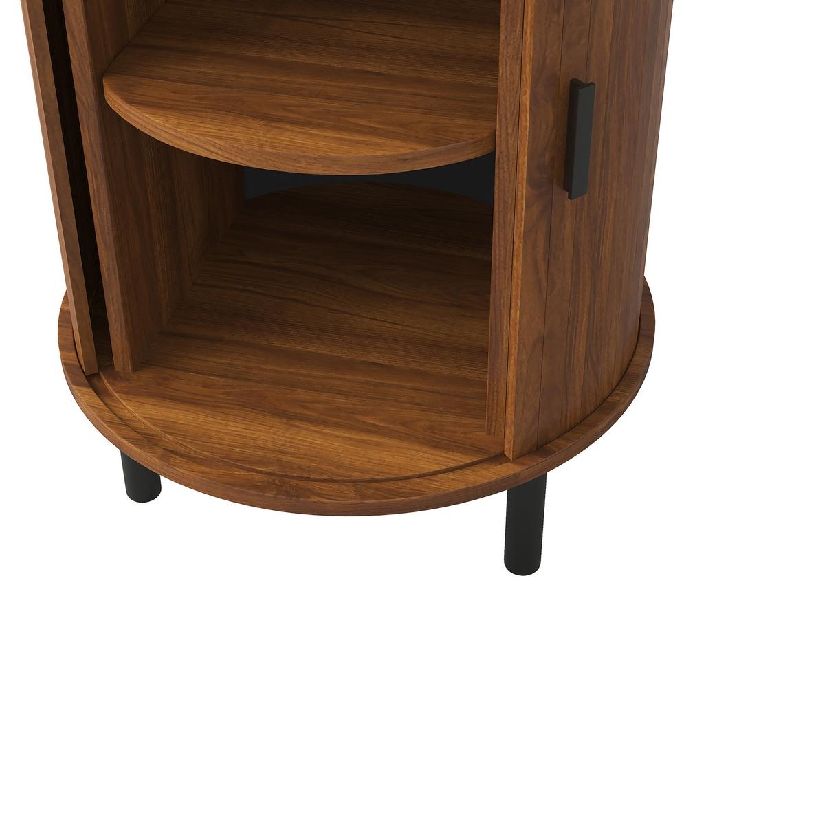 BEISTELLTISCH Rund Nussbaum Sideboard mit Schiebetür & Metallfüßen - Walnussfarben, Holzwerkstoff (48/48/65cm) - Urban Meuble