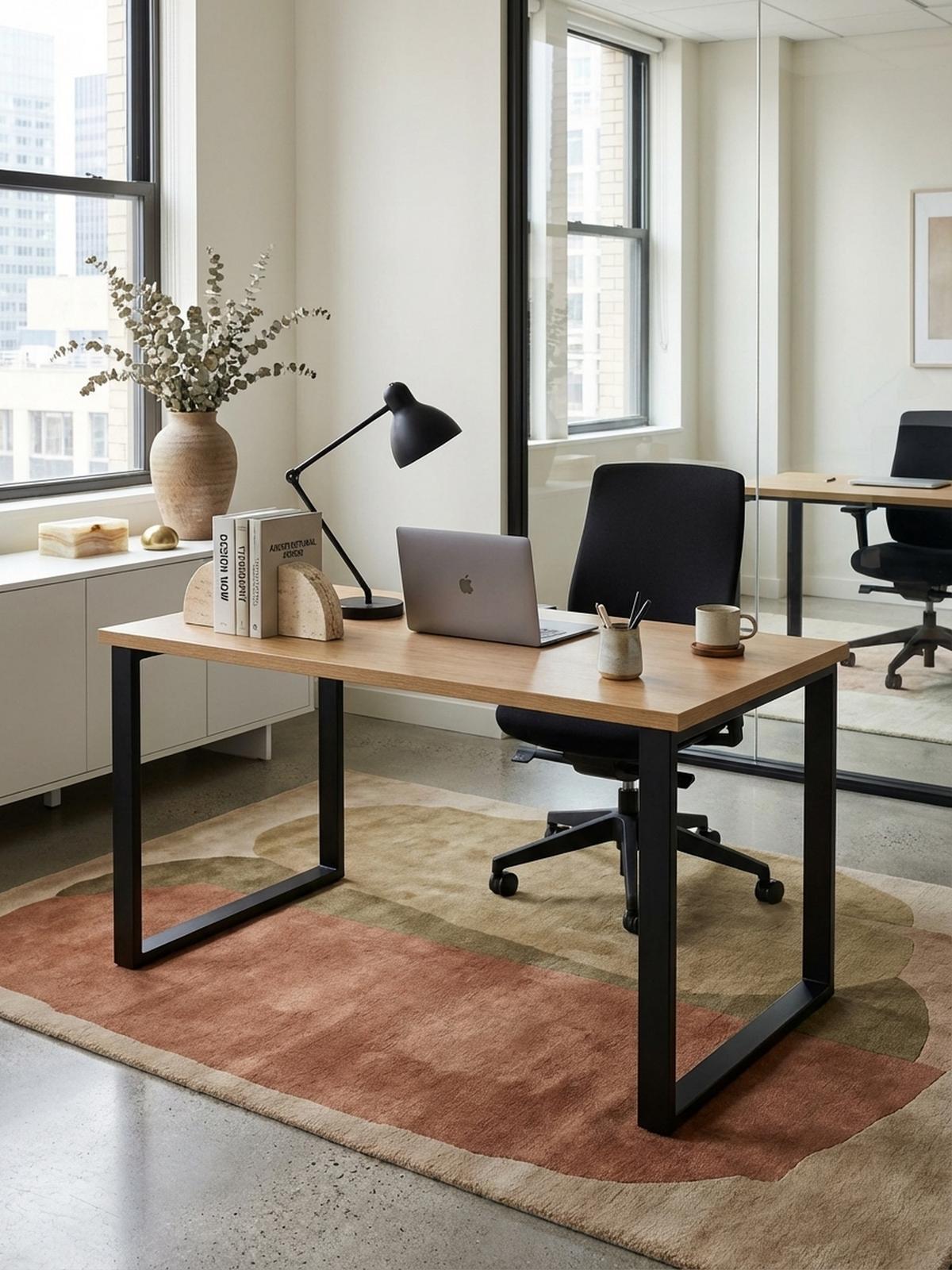 SCHREIBTISCH – Eiche, 120x60x76 cm, Metallbeine, robust & vielseitig - Schwarz/Braun, Holz/Metall (60/120/76cm) - KADIMA DESIGN