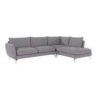 ECKSOFA Elou Grau Microfaser - Chromfarben/Grau, Holz/Textil (277/200cm) - S-Style Möbel