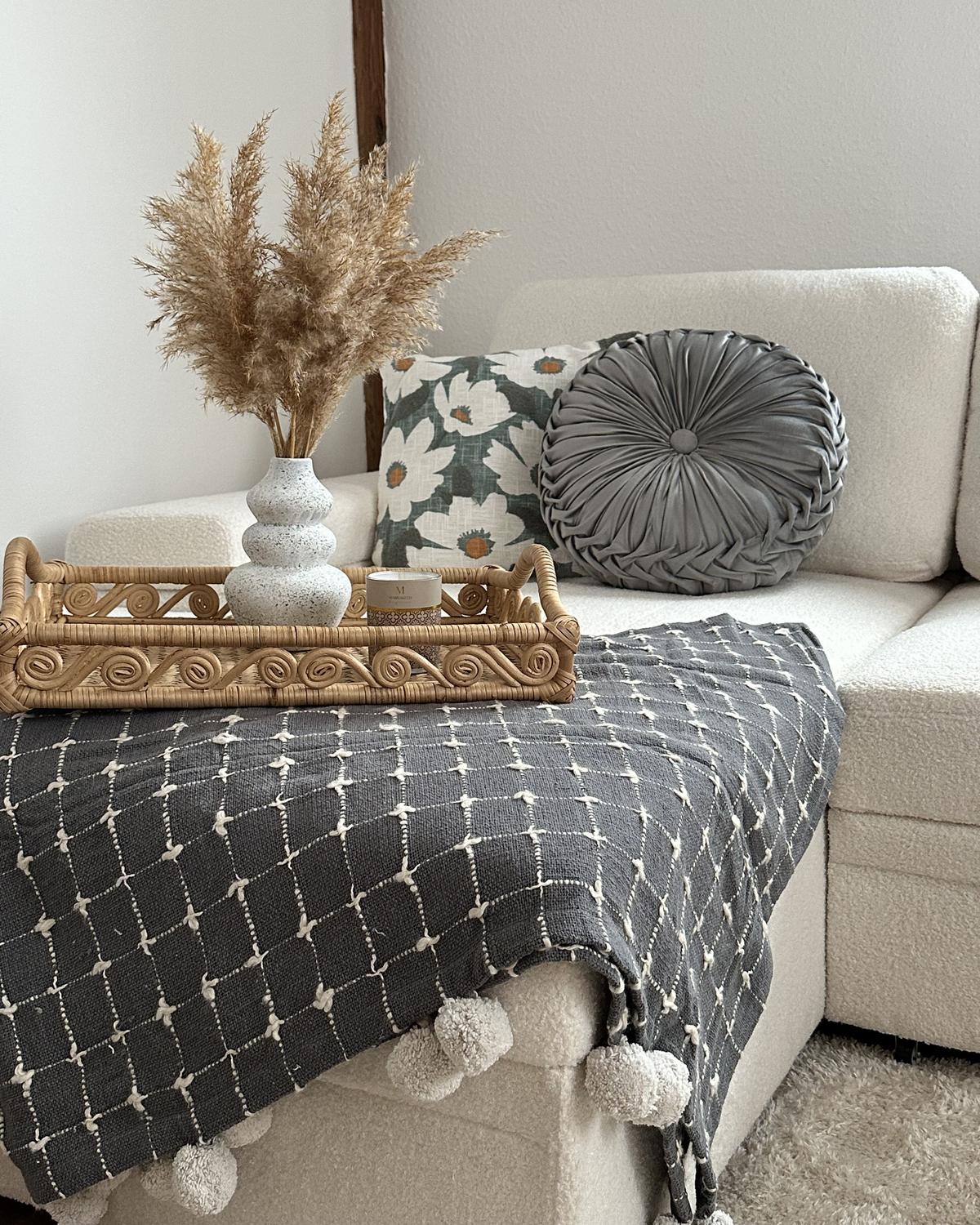 DECKE Cremeweiß Yasam 125/150 cm - Ecru, Naturmaterialien/Textil (125/150cm) - Beliani