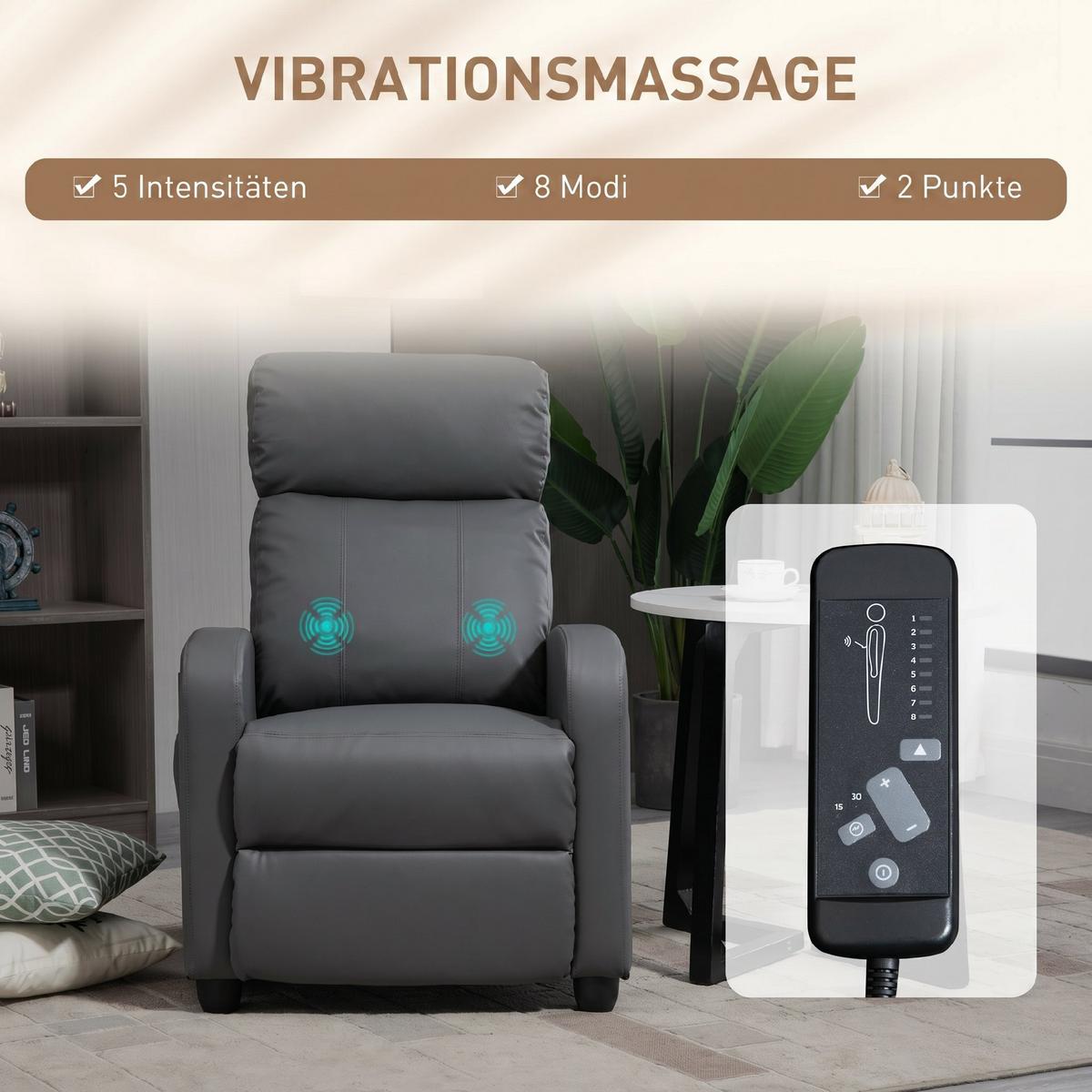 MASSAGESESSEL Kunstleder Schaumstoff Grau - Schwarz/Grau, Kunststoff (88/98/68cm) - HOMCOM
