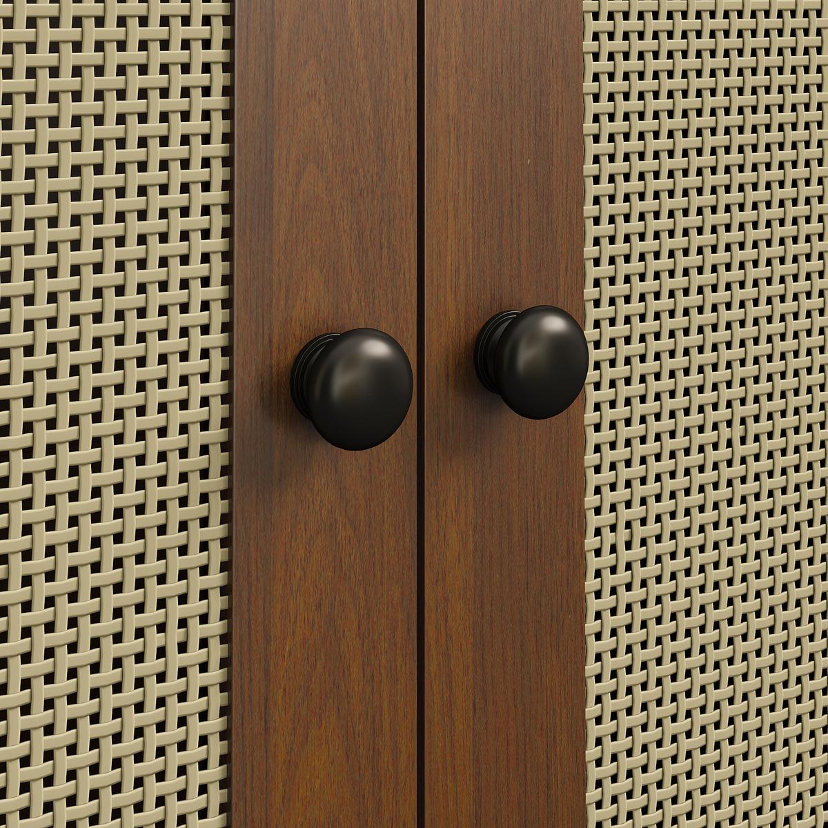 KLEIDERSCHRANK Nussbaum Rattan Gebogene Türen Kleiderstange & Schublade - Walnussfarben, Holzwerkstoff (80/179/50cm) - Urban Meuble